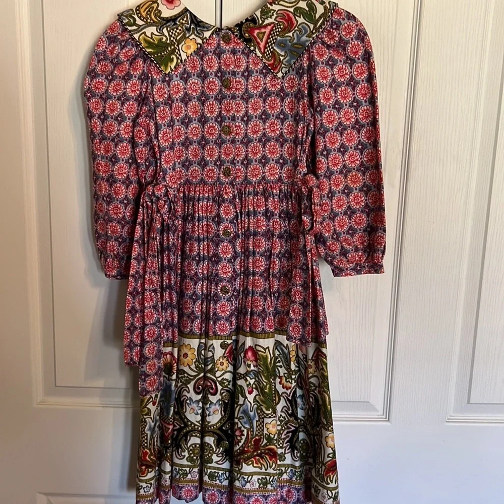 Mousefeathers girl’s cotton flannel holiday dress sz 10